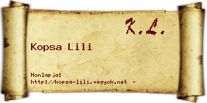 Kopsa Lili névjegykártya
