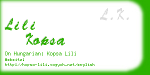 lili kopsa business card